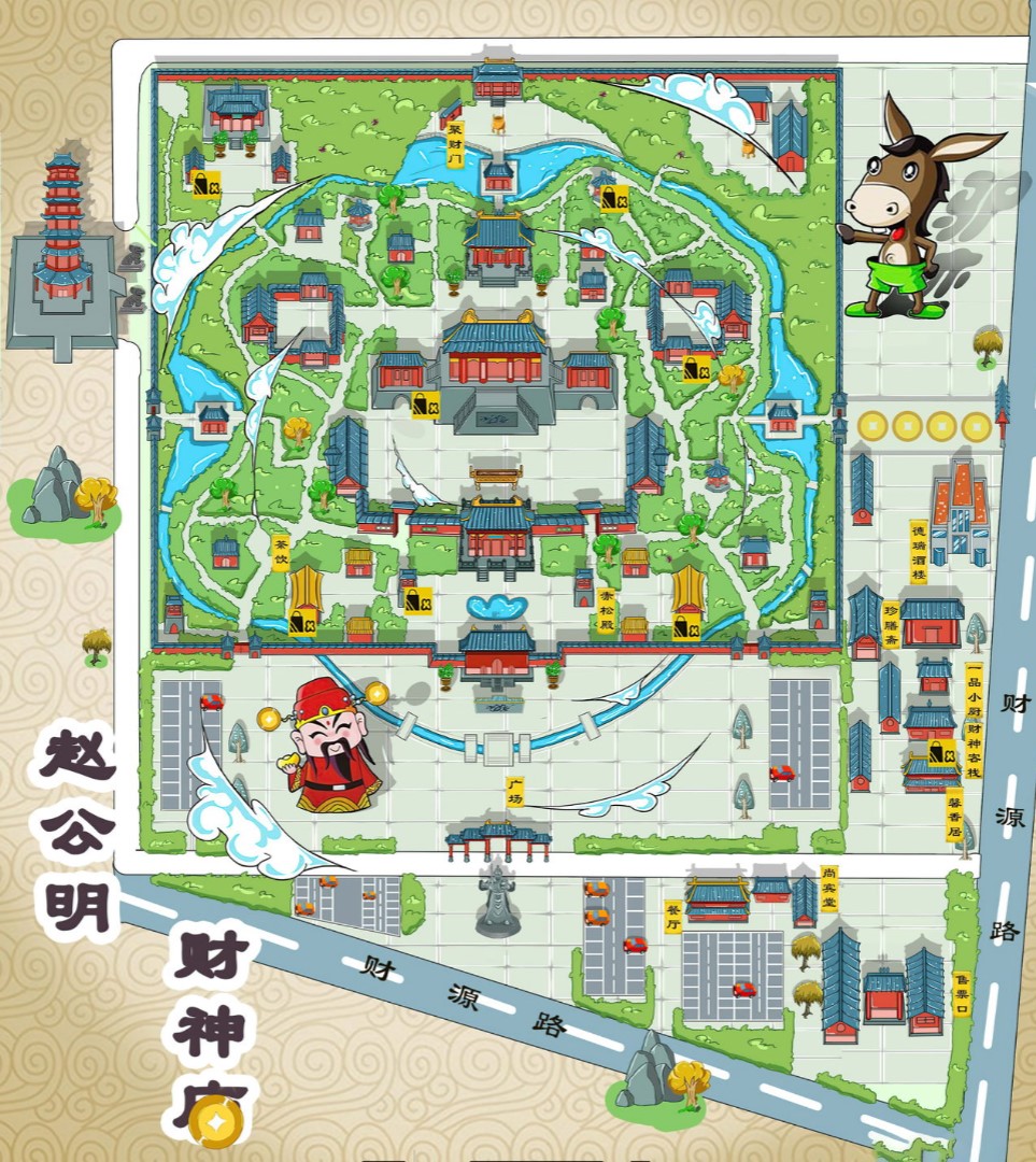 芜湖寺庙类手绘地图